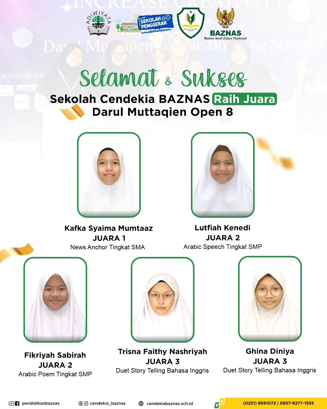 Sekolah Cendekia BAZNAS Raih Juara Darul Muttaqien Open 8